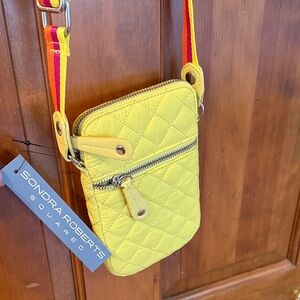 Sondra Roberts Yellow Quilted Crossbody Bag